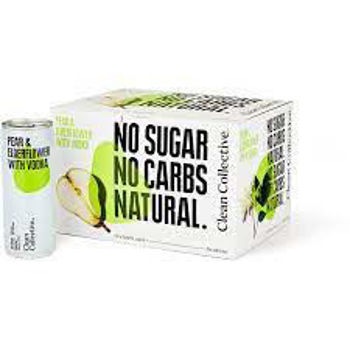 Picture of Clean Collective Pear & Elderflower With Vodka No Sugar 5% 250ml 12 Pack Cans