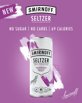 Picture of SMIRNOFF SELTZER PASSION FRUIT NO SUGAR 5% 250ML 12 PACK CANS
