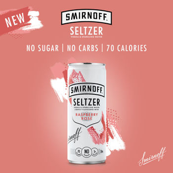 Picture of SMIRNOFF SELTZER RASPBERRY ROSE NO SUGAR 5% 250ML 12 PACK CANS